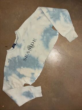 SEASIDE Tie-Dye Cropped Sweatshirt - Blue & white